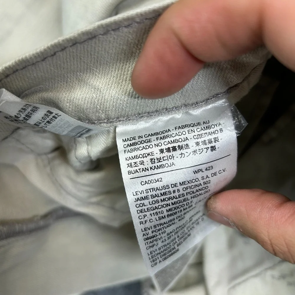 Levi's 513 Jeans Men's Light Gray Denim Straight Pockets Classic Zip Fly - 34X29